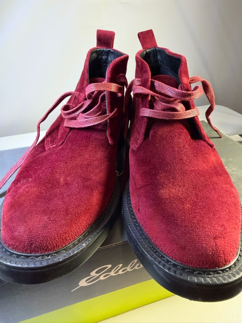 INC International Concepts Men's Salem Velvet Chukka Boots Red
